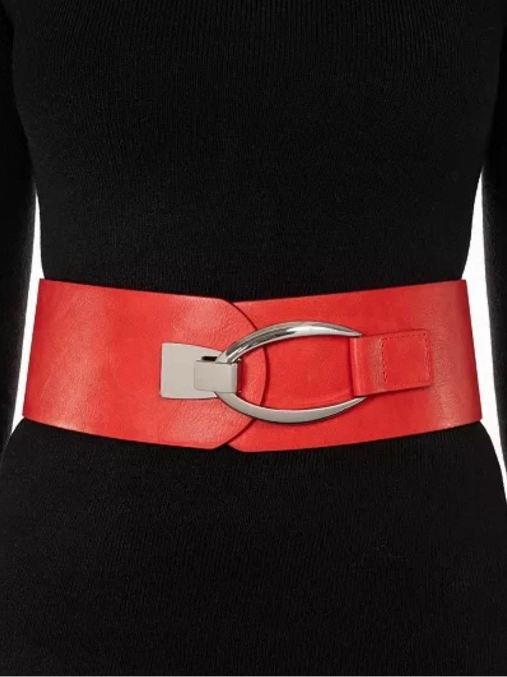 I.n.c. International Concepts Interlocking-Hook Stretch Belt, Red, Size S/M $36